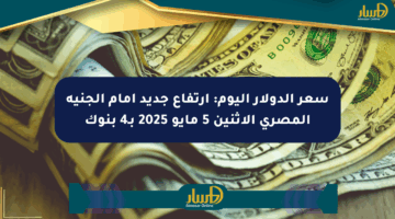 سعر الدولار اليوم: ارتفاع جديد أمام الجنيه المصري الإثنين 5 مايو 2025 بـ4 بنوك